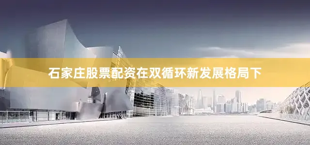 石家庄股票配资在双循环新发展格局下
